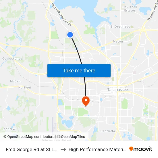 Fred George Rd at St Louis Church Way Sb to High Performance Materials Research Institute map