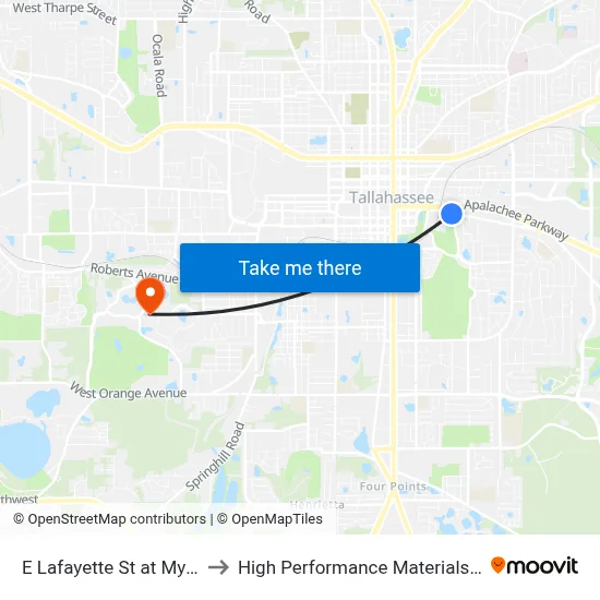 E Lafayette St at Myers Park Dr Eb to High Performance Materials Research Institute map