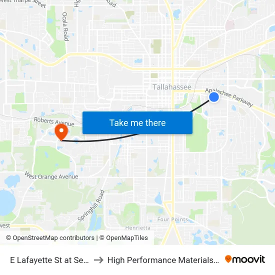 E Lafayette St at Seminole Dr Wb to High Performance Materials Research Institute map