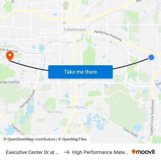 Executive Center Dr at Executive Center Cir Sb to High Performance Materials Research Institute map
