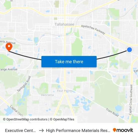 Executive Center Cir Sb to High Performance Materials Research Institute map