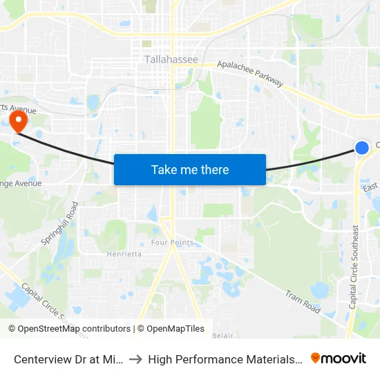 Centerview Dr at Midyette Rd Wb to High Performance Materials Research Institute map