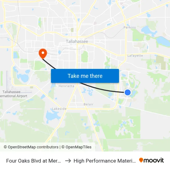 Four Oaks Blvd at Merchants Row Blvd Nb to High Performance Materials Research Institute map