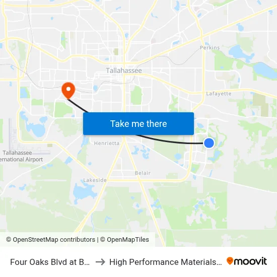Four Oaks Blvd at Baringer Hill Nb to High Performance Materials Research Institute map