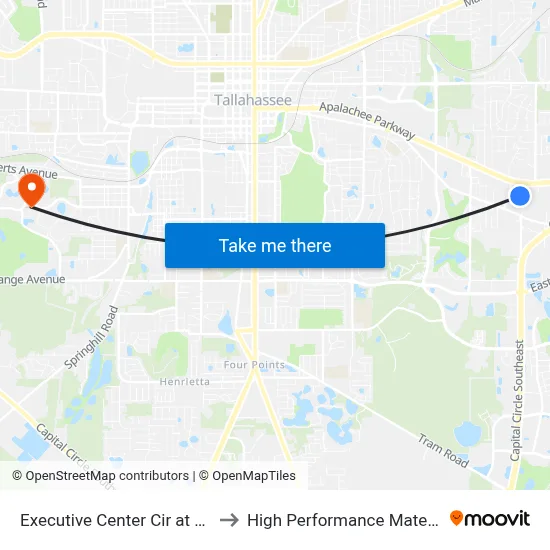 Executive Center Cir at Executive Center Dr Nb to High Performance Materials Research Institute map