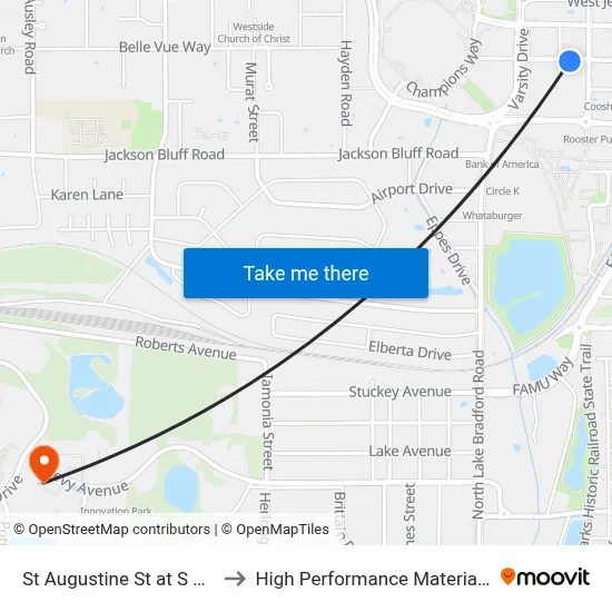 St Augustine St at S Woodward Ave Eb to High Performance Materials Research Institute map