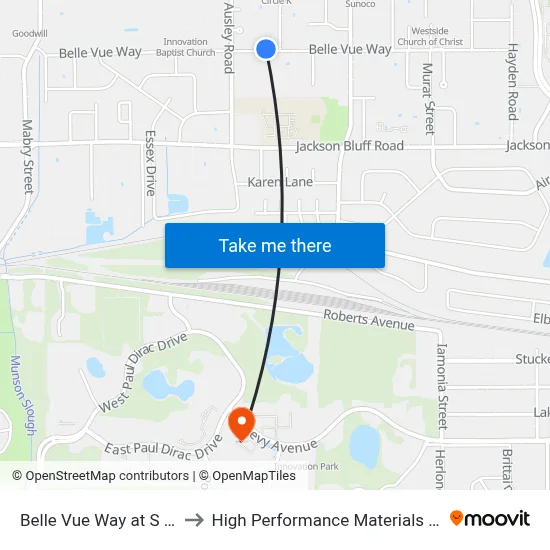 Belle Vue Way at S Ocala Rd Wb to High Performance Materials Research Institute map