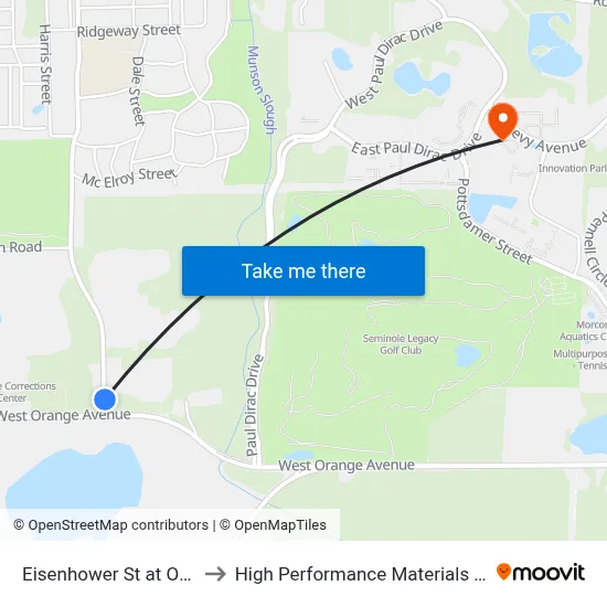Eisenhower St at Orange Ave Nb to High Performance Materials Research Institute map