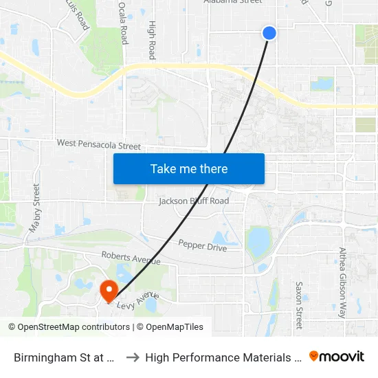 Birmingham St at Preston St Nb to High Performance Materials Research Institute map