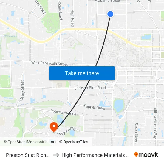 Preston St at Richmond St Wb to High Performance Materials Research Institute map