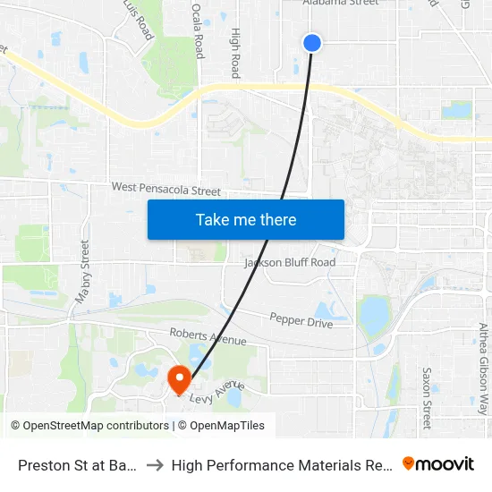 Preston St at Basin St Wb to High Performance Materials Research Institute map