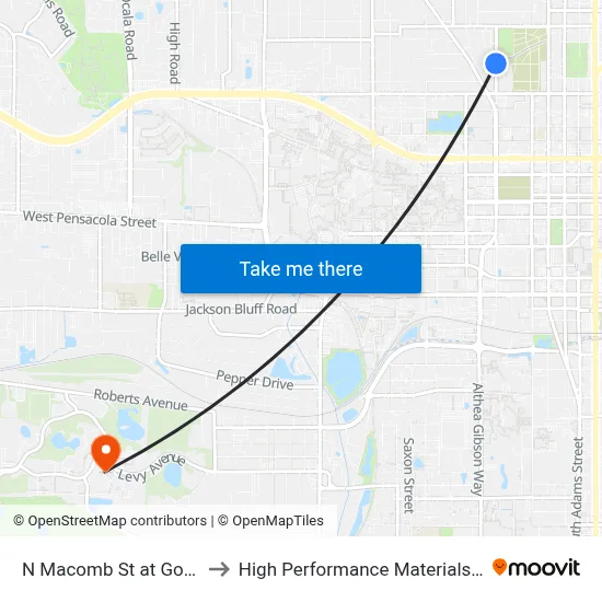 N Macomb St at Goodbread Ln Sb to High Performance Materials Research Institute map