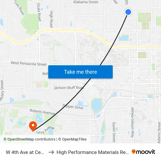 W 4th Ave at Central St Eb to High Performance Materials Research Institute map