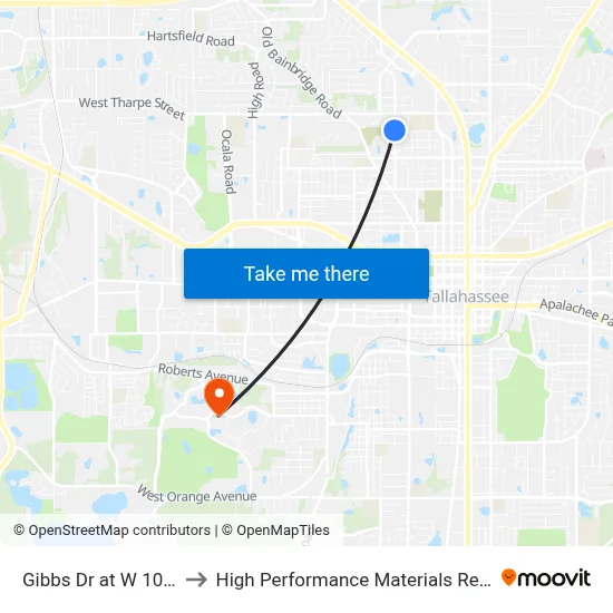 Gibbs Dr at W 10th Ave Sb to High Performance Materials Research Institute map