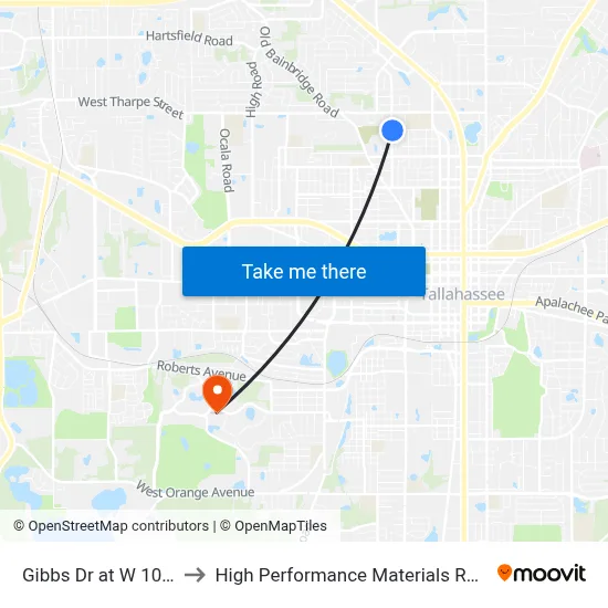 Gibbs Dr at W 10th Ave Nb to High Performance Materials Research Institute map