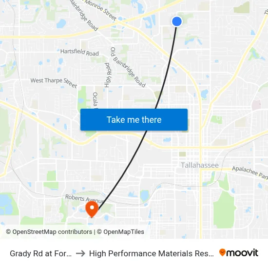 Grady Rd at Ford Ln Nb to High Performance Materials Research Institute map