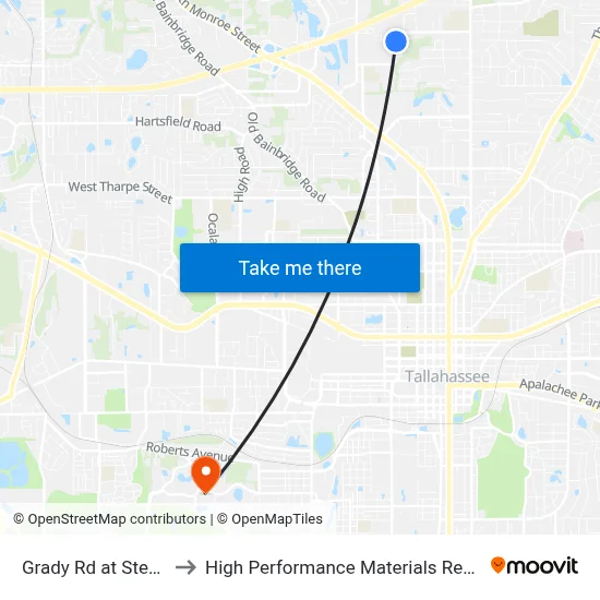Grady Rd at Steele Dr Nb to High Performance Materials Research Institute map