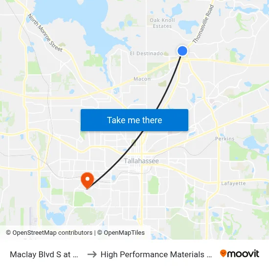 Maclay Blvd S at Market St Sb to High Performance Materials Research Institute map
