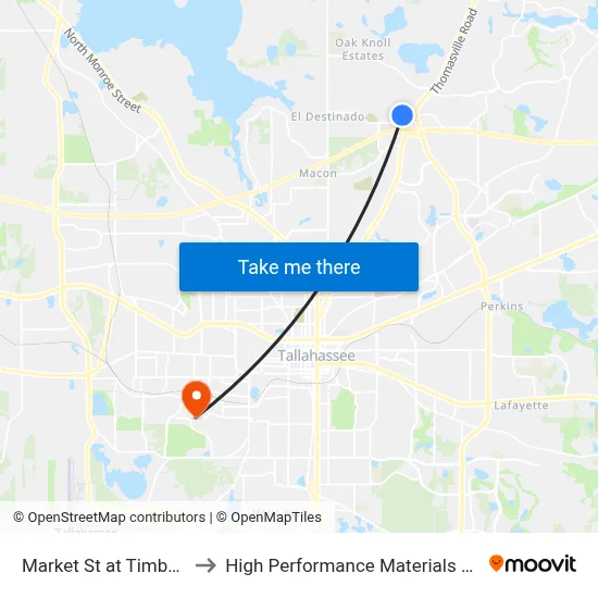 Market St at Timberlane Rd Sb to High Performance Materials Research Institute map