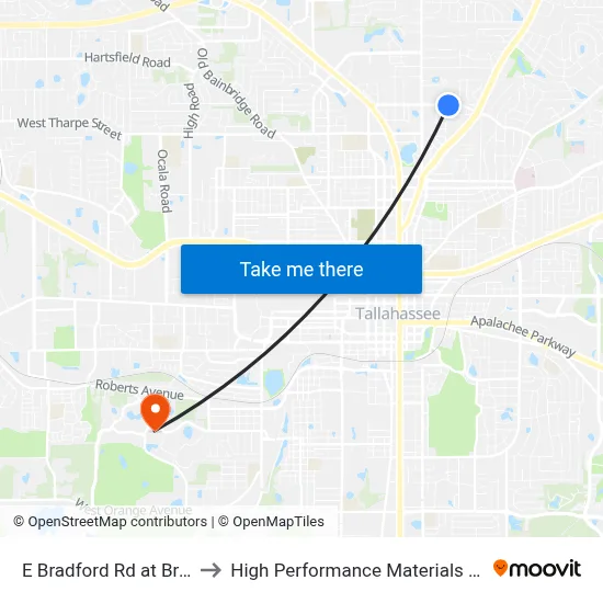 E Bradford Rd at Bradford Ct Eb to High Performance Materials Research Institute map
