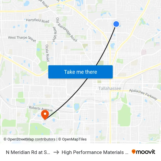 N Meridian Rd at South Ride Nb to High Performance Materials Research Institute map