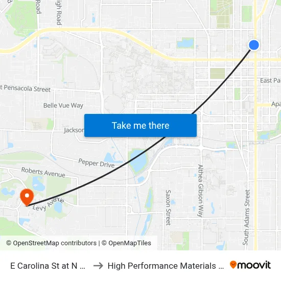 E Carolina St at N Monroe St Eb to High Performance Materials Research Institute map