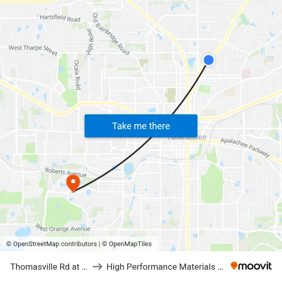 Thomasville Rd at Grape St Nb to High Performance Materials Research Institute map