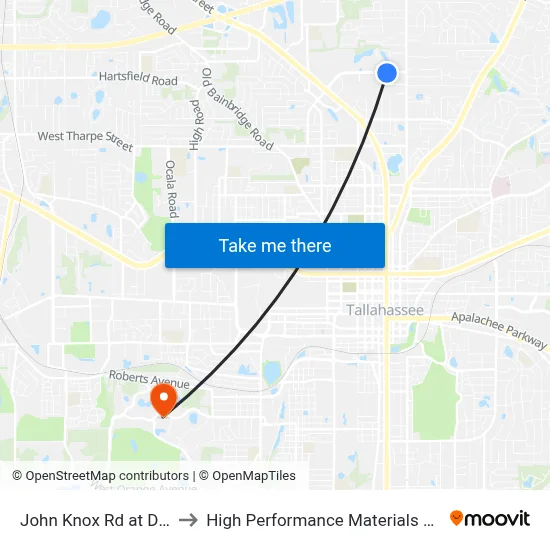 John Knox Rd at Delta Blvd Eb to High Performance Materials Research Institute map