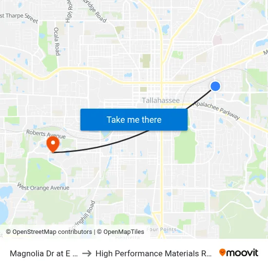 Magnolia Dr at E Call St Nb to High Performance Materials Research Institute map
