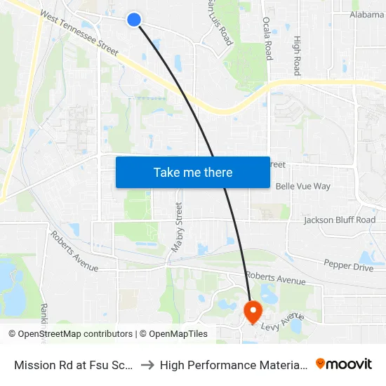 Mission Rd at Fsu Science Facility Wb to High Performance Materials Research Institute map