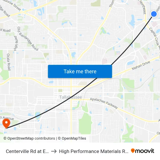 Centerville Rd at Eddie Rd Nb to High Performance Materials Research Institute map