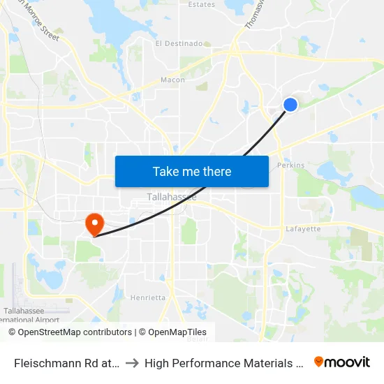 Fleischmann Rd at Rush Ln Eb to High Performance Materials Research Institute map