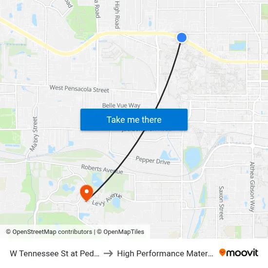 W Tennessee St at Pedestrian Crossing Wb to High Performance Materials Research Institute map
