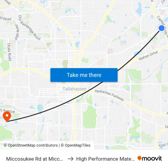 Miccosukee Rd at Miccosukee Commons Dr Eb to High Performance Materials Research Institute map