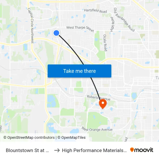Blountstown St at Nekoma Ln Sb to High Performance Materials Research Institute map