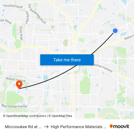 Miccosukee Rd at Jean Ave Eb to High Performance Materials Research Institute map