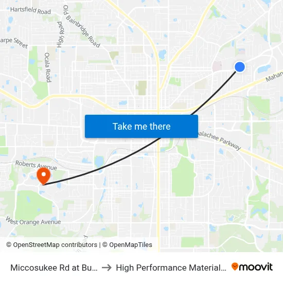 Miccosukee Rd at Buckingham Dr Eb to High Performance Materials Research Institute map