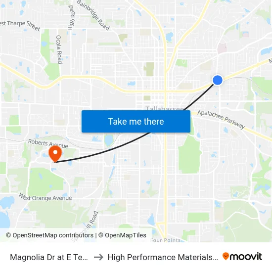 Magnolia Dr at E Tennessee St Nb to High Performance Materials Research Institute map
