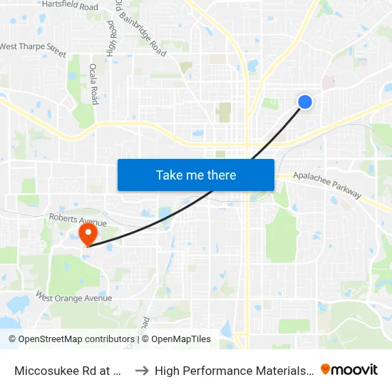 Miccosukee Rd at Mitchell Ave Eb to High Performance Materials Research Institute map