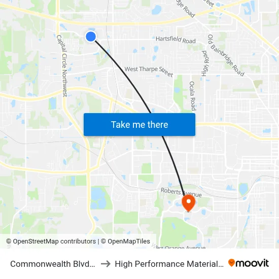 Commonwealth Blvd at Wacker Dr Eb to High Performance Materials Research Institute map