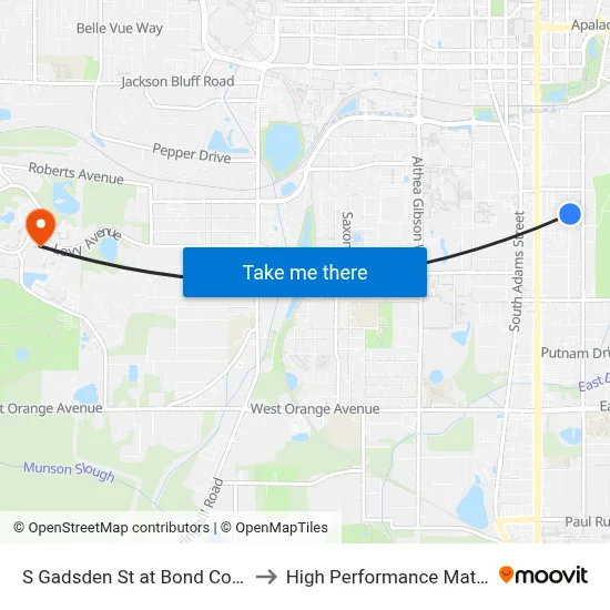 S Gadsden St at Bond Community Health Center Nb to High Performance Materials Research Institute map