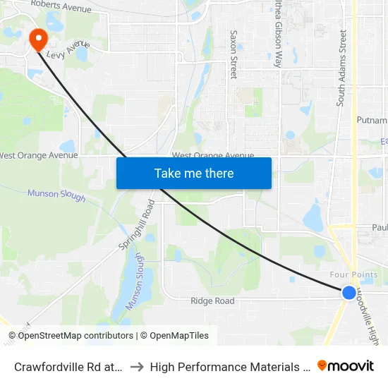 Crawfordville Rd at Gaile Ave Nb to High Performance Materials Research Institute map