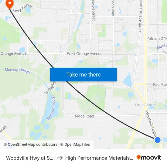 Woodville Hwy at Shoreline Dr Sb to High Performance Materials Research Institute map