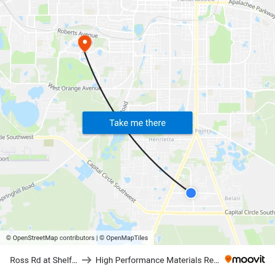 Ross Rd at Shelfer Rd Wb to High Performance Materials Research Institute map