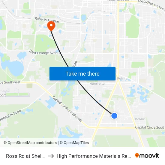 Ross Rd at Shelfer Rd Eb to High Performance Materials Research Institute map