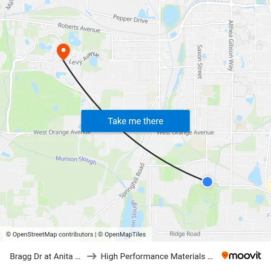 Bragg Dr at Anita Davis Pl Wb to High Performance Materials Research Institute map