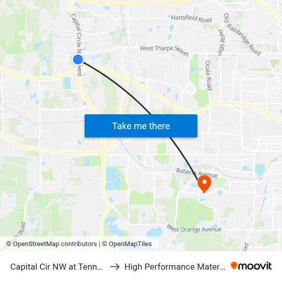 Capital Cir NW at Tennessee Capital Blvd Sb to High Performance Materials Research Institute map