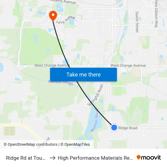 Ridge Rd at Toucan Dr Eb to High Performance Materials Research Institute map
