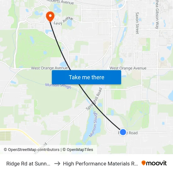 Ridge Rd at Sunnyside Dr Eb to High Performance Materials Research Institute map