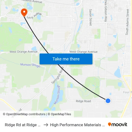 Ridge Rd at Ridge Haven Rd Eb to High Performance Materials Research Institute map